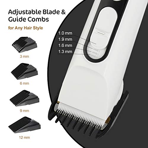 BESTBOMG Cortapelos para Hombres Eléctrico Impermeable IPX7 Máquina de Cortar Pelo Profesional Cortadora de Pelo con 4 Peines Guía,Palanca cónica ajustable