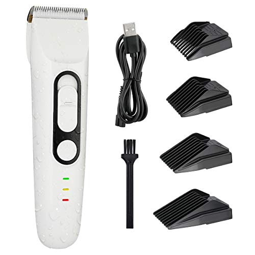 BESTBOMG Cortapelos para Hombres Eléctrico Impermeable IPX7 Máquina de Cortar Pelo Profesional Cortadora de Pelo con 4 Peines Guía,Palanca cónica ajustable