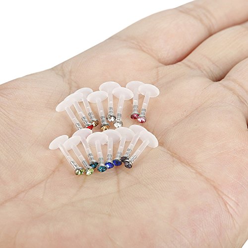 Besteel 16 Piezas Piercings Acrílicos Transparente Labio Labret Helix Piercing Studs Pendientes Oreja Cartilago 2mm CZ caise