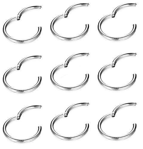 Besteel 9 Unids 16G de Acero Inoxidable Nariz Piercing Aro Pendientes para Las Mujeres Niñas Anillo de Piercing de Nariz Pierna del Labio joyería del Cuerpo 8mm