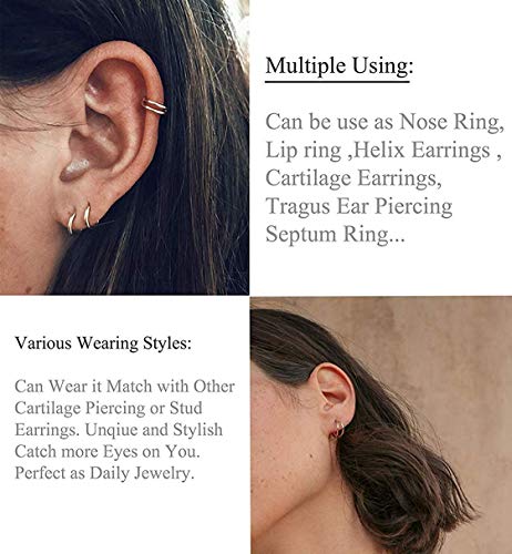 Besteel 9 Unids 16G de Acero Inoxidable Nariz Piercing Aro Pendientes para Las Mujeres Niñas Anillo de Piercing de Nariz Pierna del Labio joyería del Cuerpo 8mm