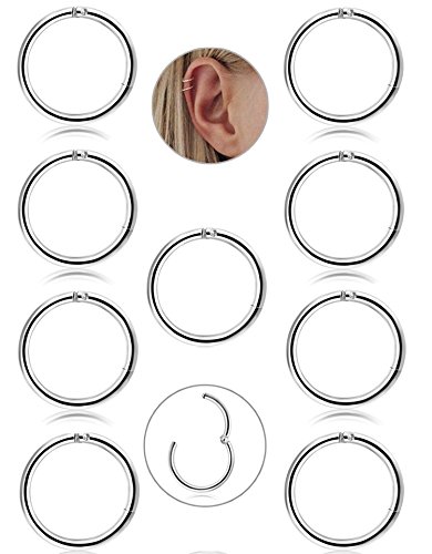 Besteel 9 Unids 16G de Acero Inoxidable Nariz Piercing Aro Pendientes para Las Mujeres Niñas Anillo de Piercing de Nariz Pierna del Labio joyería del Cuerpo 8mm