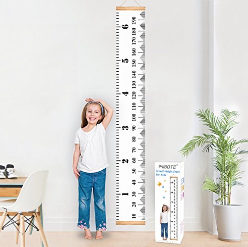 BestMall Tabla de crecimiento para colgar en la pared, regla para niños niños y niñas, decoración de la habitación infantil, tabla de crecimiento de 20 x 200 cm