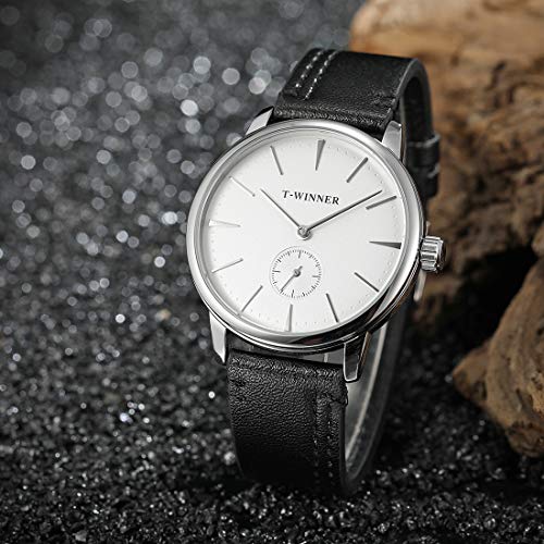 BesTn - Reloj mecánico automático, color plateado y negro