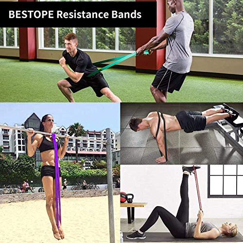 BESTOPE Bandas de resistencia Kit - Bandas de ejercicios Aparatos de gimnasia Inicio, Servicio pesado Fuerza Entrenamiento fitness para hacer ejercicio (conjunto de 4 colores)