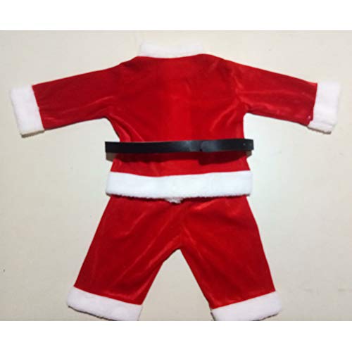 BESTOYARD Conjunto de Disfraz Papa Noel para Bebe Niño Niña Gorro de Navidad Ropa Pantalones con Cinturón tamaño 80 cm (Rojo)