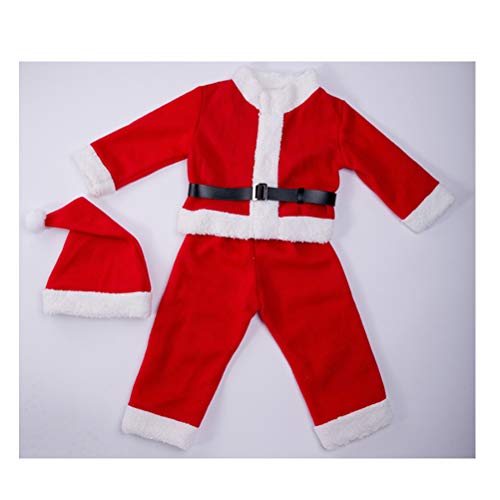 BESTOYARD Conjunto de Disfraz Papa Noel para Bebe Niño Niña Gorro de Navidad Ropa Pantalones con Cinturón tamaño 80 cm (Rojo)