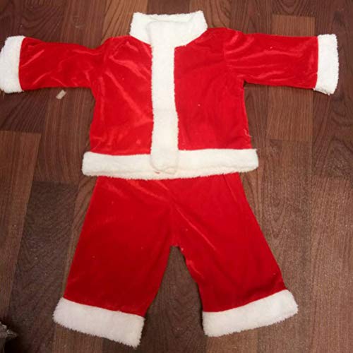 BESTOYARD Conjunto de Disfraz Papa Noel para Bebe Niño Niña Gorro de Navidad Ropa Pantalones con Cinturón tamaño 80 cm (Rojo)