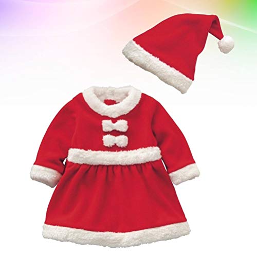 BESTOYARD Conjunto de Disfraz Papa Noel para Bebés Niñas Vestido de Navidad para Bebe - Tamaño 100 cm (Rojo)