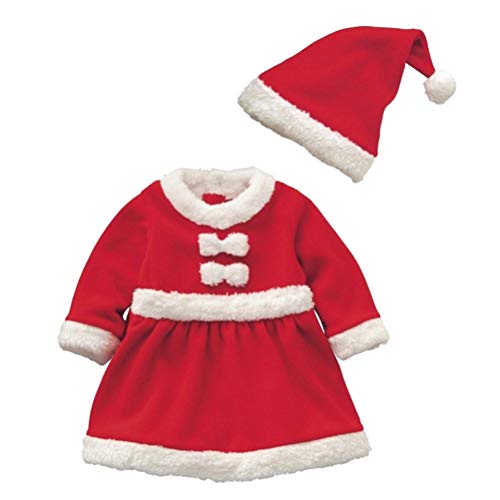 BESTOYARD Conjunto de Disfraz Papa Noel para Bebés Niñas Vestido de Navidad para Bebe - Tamaño 100 cm (Rojo)