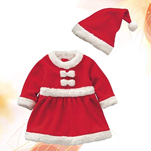 BESTOYARD Conjunto de Disfraz Papa Noel para Bebés Niñas Vestido de Navidad para Bebe - Tamaño 100 cm (Rojo)