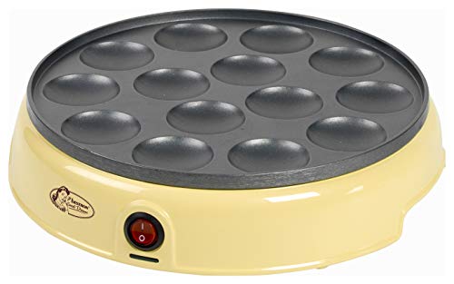 Bestron Sartén para Mini Crepes, Diseño Retro, Sweet Dreams, Antiadherente, 800 W, Amarillo