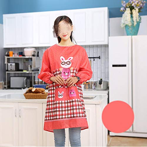 BESTSOON Delantal de Cocina Chef de Cocina Profesional a Prueba de Agua Delantal de Cocina con Pocket Towel para Hornear jardinería Barbacoa (Color : Red, Size : One Size)