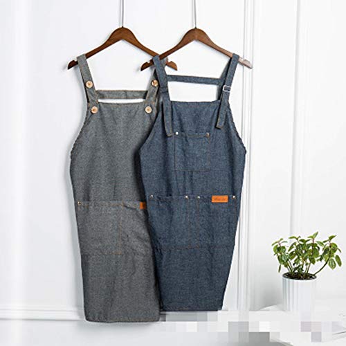 BESTSOON Delantal de Cocina Profesional Ajustable Gris Armada con Smart Bolsillos Preferred Choice para Hornear jardinería Barbacoa (Color : Navy, Size : One Size)