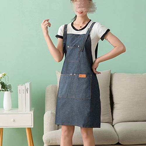 BESTSOON Delantal de Cocina Profesional Ajustable Gris Armada con Smart Bolsillos Preferred Choice para Hornear jardinería Barbacoa (Color : Navy, Size : One Size)