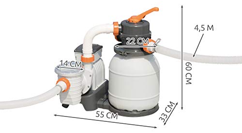 Bestway 58400 - Depuradora de arena (3.785 l/h) -  Provista de mangueras compatibles y válvula de seis posiciones. Potencia de 180W - Para  piscinas de 1.100 a 30.200 litros