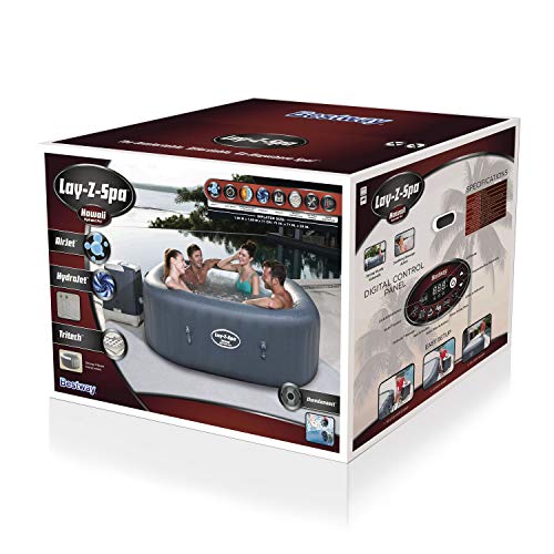 Bestway Lay-Z-SPA Hawaii HydroJet Pro - Jacuzzi autohinchable Rectangular, Gris, 180 x 180 x 71 cm