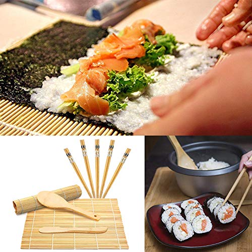 BESTZY 11pcs Kit para Hacer Sushi de Bambú Preparar Sushi Fácil Y Profesional con Este Juego