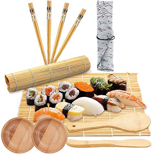 BESTZY 11pcs Kit para Hacer Sushi de Bambú Preparar Sushi Fácil Y Profesional con Este Juego
