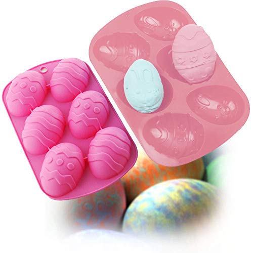 BESTZY 2PCS Molde de silicona con forma de huevo de Pascua para tartas Moldes del Pastel del silicón de jabón de cake de Chocolate
