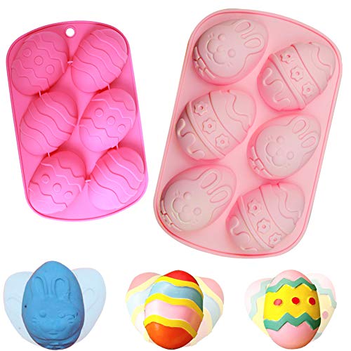 BESTZY 2PCS Molde de silicona con forma de huevo de Pascua para tartas Moldes del Pastel del silicón de jabón de cake de Chocolate