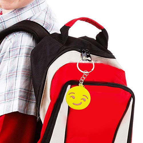 BESTZY 30 Pcs Mini Emoji Llavero Emoji Encantadora Emoticon Llavero Llavero Emoji de Cara Redonda Decoración de Bolsos Mochilas Colgante de Decoración para Coche