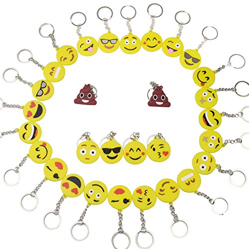 BESTZY 30 Pcs Mini Emoji Llavero Emoji Encantadora Emoticon Llavero Llavero Emoji de Cara Redonda Decoración de Bolsos Mochilas Colgante de Decoración para Coche