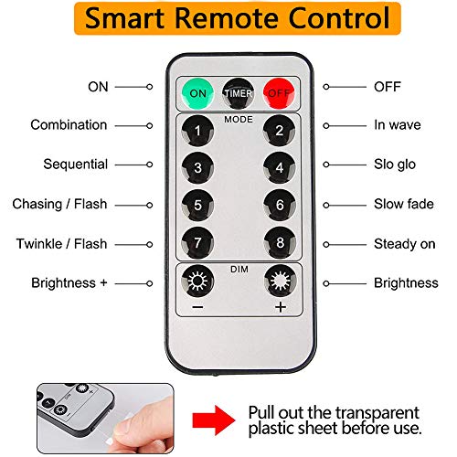 BETECK Guirnalda Luces, Luces de Cadena Impermeable 10M 100 LED 8 Modos Decorativas para Exterior, Interior, Jardines Fiesta de Navidad, Luz de Hadas Intensidad Regulable (Blanco)
