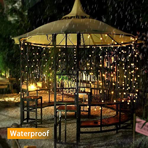 BETECK Guirnalda Luces, Luces de Cadena Impermeable 10M 100 LED 8 Modos Decorativas para Exterior, Interior, Jardines Fiesta de Navidad, Luz de Hadas Intensidad Regulable (Blanco)