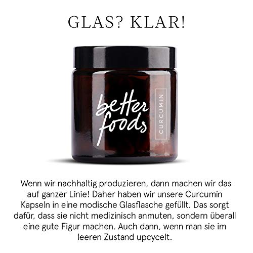 Better Foods Cápsulas de Curcumina I Suplemento Antioxidante Natural Con Cúrcuma y Vitamina D I Alivia el Dolor de Artritis, Muscular y de Articulaciones I Inmunológico y Pérdida de Peso I 60 Pz.