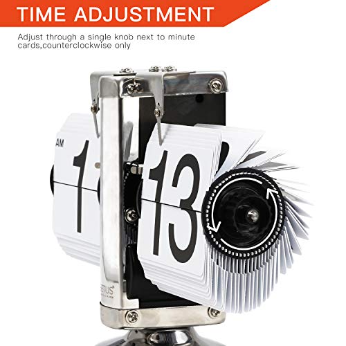 Betus Reloj de estantería de Escritorio Estilo Retro - Pantalla Digital mecánica clásica con batería - Decoración para el hogar y la Oficina 8 x 6.5 x 3 Pulgadas (Blanco)