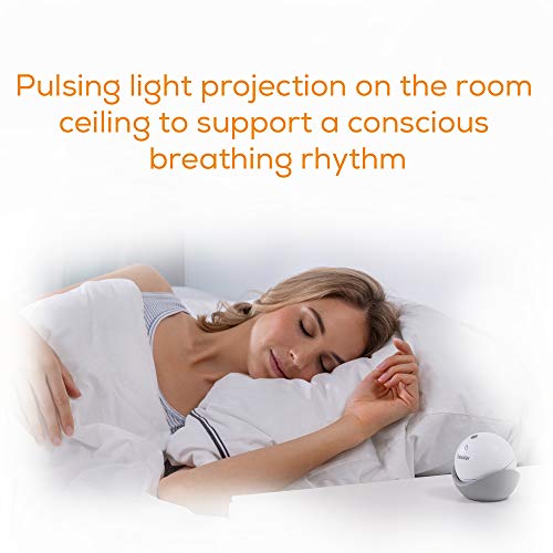 Beurer - Aparato Con Luz SL10 para Conciliar el Sueño, Proyección de Luz en el Techo, 2 Técnicas de Respiración Ajustables, Luz Roja o Luz Azul, Botón Táctil, Encendido o Apagado, Color Blanco