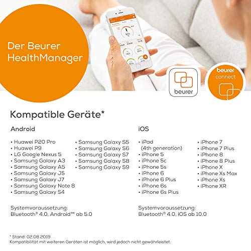 Beurer BF 700 - Báscula de baño diagnóstica Bluetooth, compatible con App en español Health Manager, pantalla LCD grandes dígitos (2.3 cm), 2 electrodos, color negro