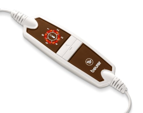 Beurer HK115 Almohadilla eléctrica térmica con funda, transpirable, tacto suave, calentamiento ultrarápido, función apagado automático 90 minutos, lavable, 6 potencias, display LED, 34 x 47cm, crema