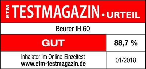 Beurer IH 60 Inhalador silencioso y portátil con batería recargable con tecnología de compresor de aire comprimido para uso en resfriados, asma y otras enfermedades respiratorias