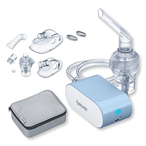 Beurer IH 60 Inhalador silencioso y portátil con batería recargable con tecnología de compresor de aire comprimido para uso en resfriados, asma y otras enfermedades respiratorias