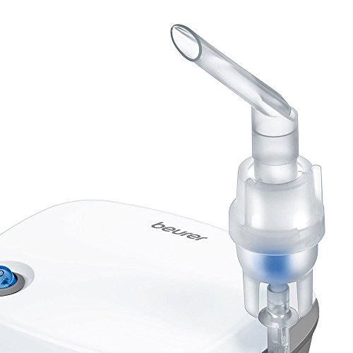 Beurer IH18 - Nebulizador con tecnología de compresor de aire, con capacidad de inhalación de 0.4ml/min, color blanco y gris, 16 x 15.5 x 8.4 cm, 1.3 kg