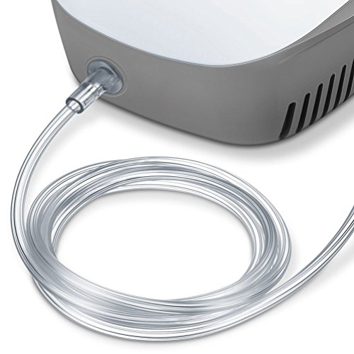 Beurer IH18 - Nebulizador con tecnología de compresor de aire, con capacidad de inhalación de 0.4ml/min, color blanco y gris, 16 x 15.5 x 8.4 cm, 1.3 kg