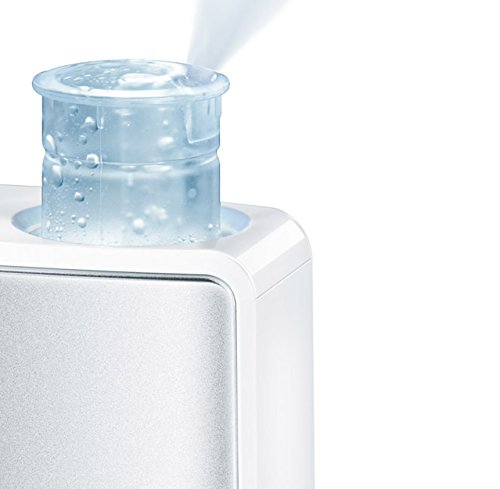 Beurer LB12 Mini humidificador ultrasónico óptimo para viaje, micro nebulización, hasta 20m2, silencioso, máxima nebulización 80 ml/h, 12 W, adaptadores para 2 botellas, color blanco