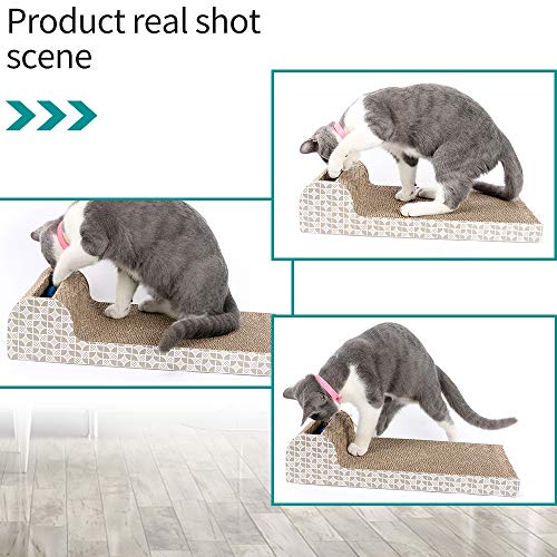 BEYAOBN Rascador de Gatos,con Catnip Orgánico Diseño de Doble Cara,Juguete para Gatos con Bola de Campana,Rascadoras Carton Reciclado Corrugado