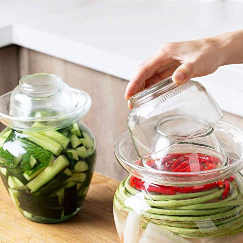 BFDMY Tarro fermentación, Tarro de Cristal Tradicional Fermentación con Tapa Haga chucrut, Kimchi, salmueras o Cualquier alimento fermentado