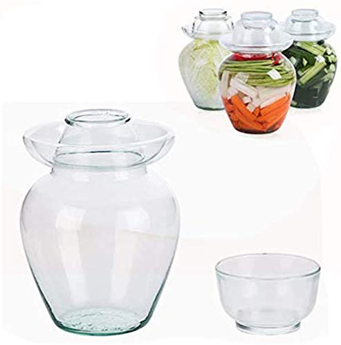 BFDMY Tarro fermentación, Tarro de Cristal Tradicional Fermentación con Tapa Haga chucrut, Kimchi, salmueras o Cualquier alimento fermentado