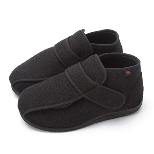 B/H Ajustable De Velcro Zapatillas OrtopéDica,Calzado para diabéticos otoño/Invierno. Zapatos para hinchazón del pie en valgo del pulgar-40_Black