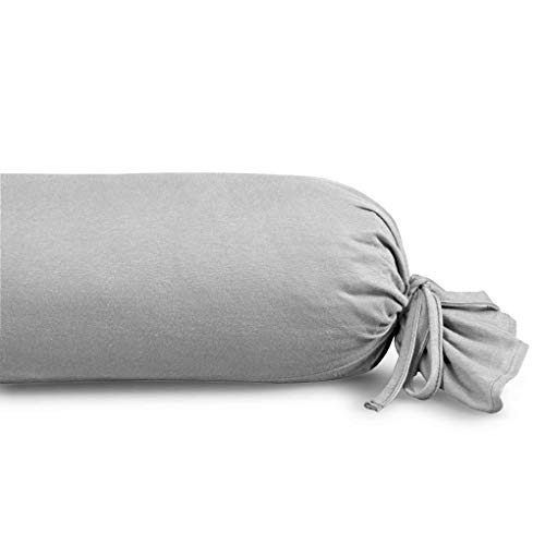 Biberna 0077144 Jersey de para cojín cilíndrico de algodón 100%, 2 Unidades, 15 x 40 cm Gris, 27 x 18 x 2 cm