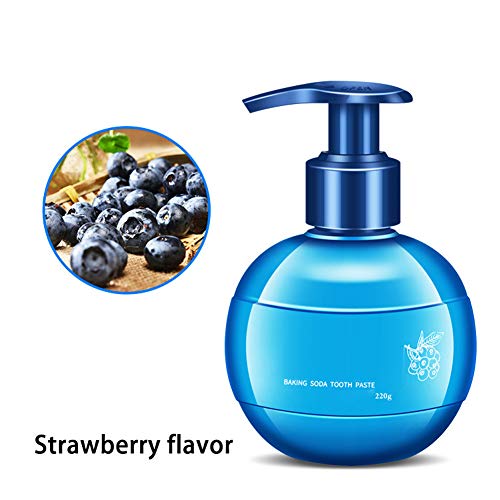 Bicarbonato de sodio, pasta de dientes blanqueadora de grado alimenticio, productos de cuidado bucal push-on, eliminar dientes y manchas amarillas, 3 botellas-blue