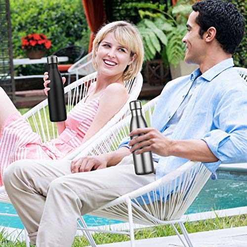 BICASLOVE Botella de Agua de Acero Inoxidable,Diseño de Pared Doble,Boca EstáNdar,para Correr,Gimnasio,Yoga,Ciclismo,500ML,Negro