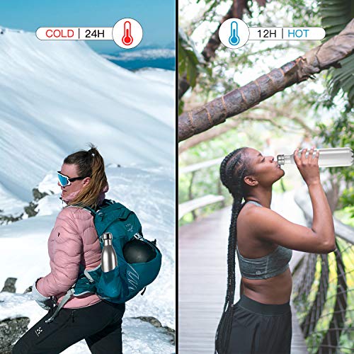 BICASLOVE Botella de Agua de Acero Inoxidable,Diseño de Pared Doble,Boca EstáNdar,para Correr,Gimnasio,Yoga,Ciclismo,750ML,Acero Inoxidable