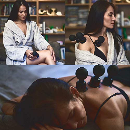 BICTIVE | Set de Ventosas para Celulitis de Cristal, Masajeador Anticelulítico, Reductora, Masajeador Espalda | Set Premium Color Negro | 3 Ventosas de 61 mm con Bola de Succión