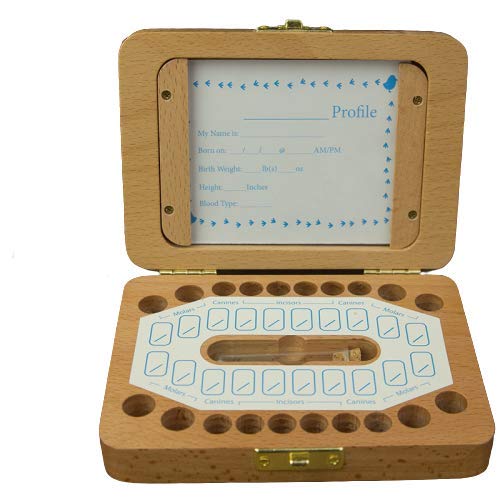 Big Bargain Store Marco de madera Cajas de ahorro conmemorativas Caja de almacenamiento de la colección de dientes caducos Organizador de dientes de madera Caja de dientes de bebé Casa de dientes