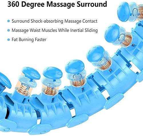 Big Shark Hula Hoop Desmontable Tamaño Ajustable Que no se caiga con 360 de función de Masaje Grado Pesos Quema de Grasa sin Esfuerzo Hula Hoop, Inteligente con 24 Secciones Desmontables Vida Salud